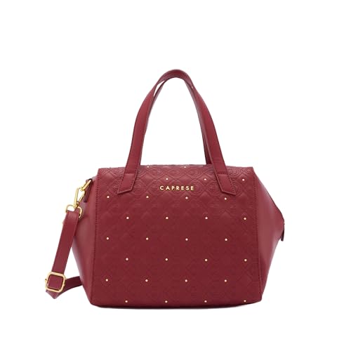 Caprese Rain Medium Satchel Bag for Women with Adjustable & Detachable Strap | Versatile Shoulder, Crossbody & Handheld Bag with Multi-Compartments for Work and Travel (Cherry Lacquer)