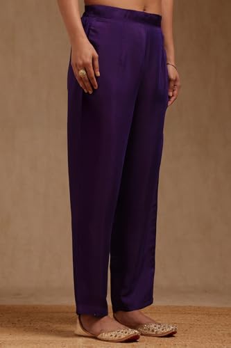 Soch Womens Purple Dola Silk Embroidered Suit Set With Thread Work