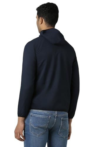 Men Navy Textured Casual Jacket
