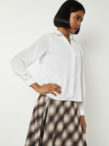 Max Women Solid Satin Finish Shirt (Off White_XL)