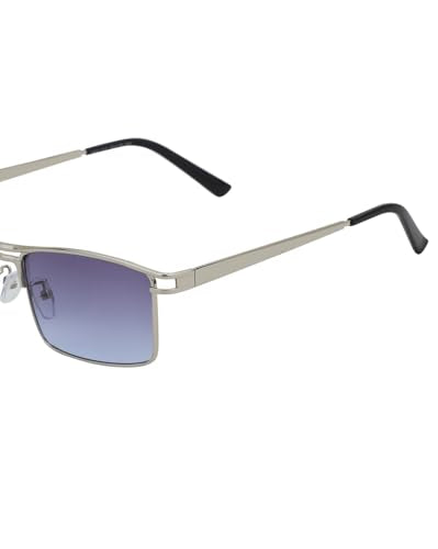 Carlton London Silver Toned with UV Protected Lens Rectangle Sunglass for unisex