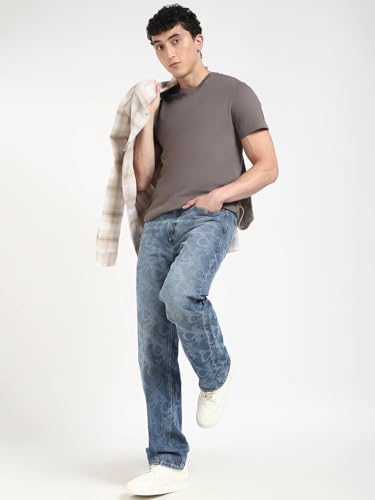 Medium-Wash Straight Fit Mid Rise Jeans