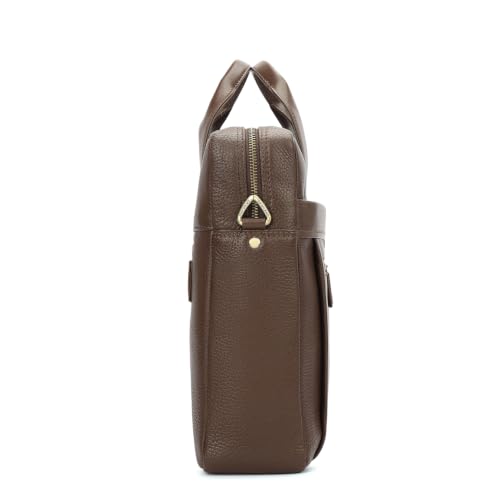 Da Milano Leather Laptop Bag for Men & Women | Laptop Messenger Bag | Ideal for Office Purpose | Fits Upto 15" Laptop - Mocha Brown