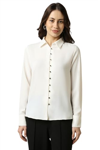 Allen Solly Women Cream Solid Long Sleeves Shirt