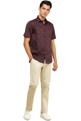Allen Solly Men Maroon Print Half Sleeves Casual Shirt