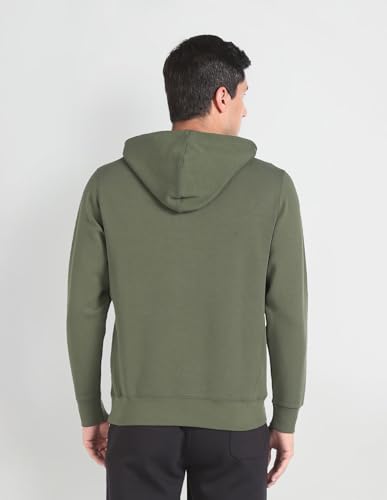 U.S. POLO ASSN. Brand Print Hooded Sweatshirt Olive