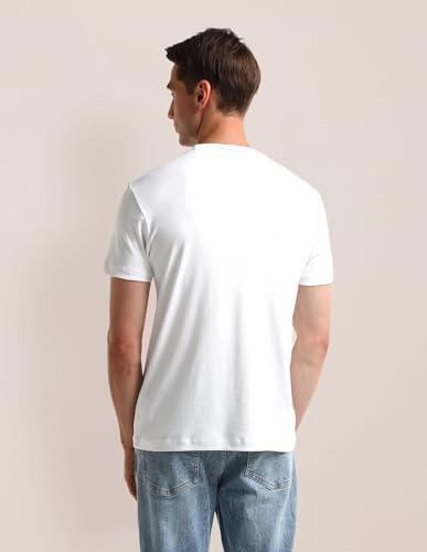 U.S.POLO ASSN. Mens White Logo Crew Neck Half Sleeve Casual Cotton Blend Fitted T-Shirts (USTSH2095_White_2XL)
