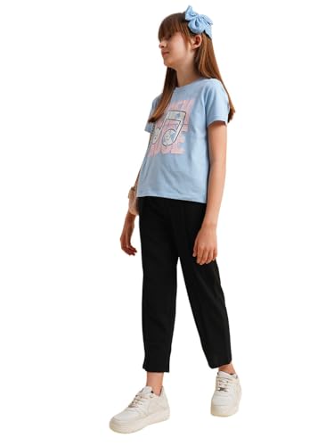 VERO MODA Girl's Straight Fit Mid Rise Black Pants