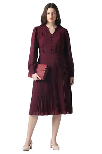 Women Maroon Solid Party Dress