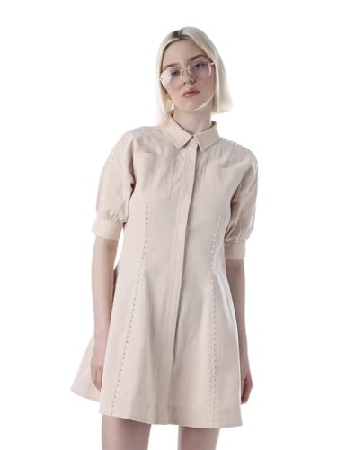 ONLY Women's Embellished Fit and Flare Peach Dress