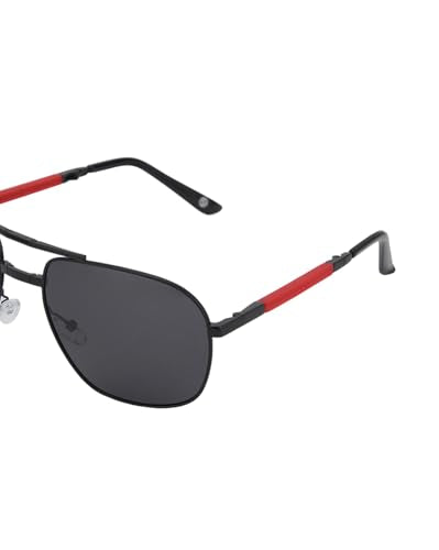 Carlton London Gold with Red Toned Polarised Lens Foldover Rectangle Sunglass for mens