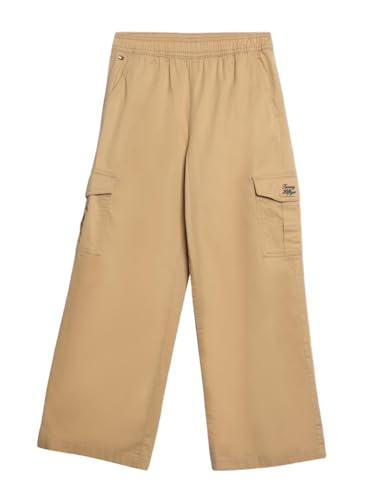 Girls Wide Leg Fit Solid Mid-Rise Cargo