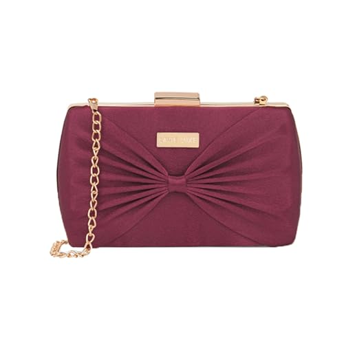 Lavie Lx Satin Synthetic Zipper Closure Women's Clutch (MAROON, LARGE)