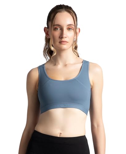 Jockey AP20 Women's Wirefree Padded Tactel Nylon Elastane Stretch Full Coverage Racerback Styling Sports Bra with StayFresh and StayDry Treatment_Frost_M
