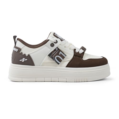 SOLETHREADS DEFY Sneakers for Women | Stylish & Fashionable| Comfortable|Walking Shoes| Lightweight Flexible| Skid-Resistant| Everyday |Casual Shoes for Women|Beige/Brown|UK 7