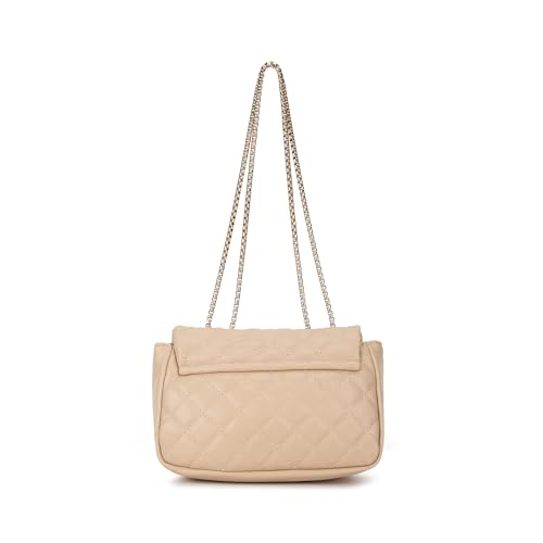 Fastrack Nude PU Structured Quilted Sling Bag for Women | Polished Quilted Chic Exterior | Chain Crossbody
