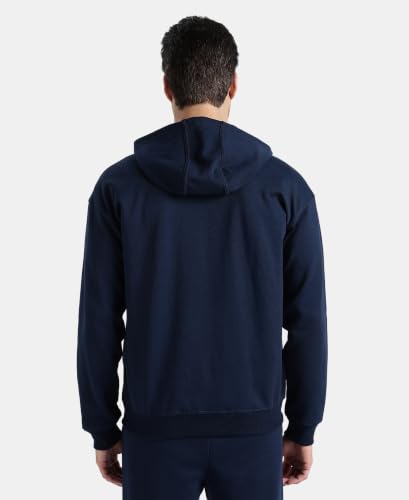 Jockey AM61 Men's Super Combed Cotton Rich Pique Fabric Ribbed Cuff Hoodie Jacket_Navy_L