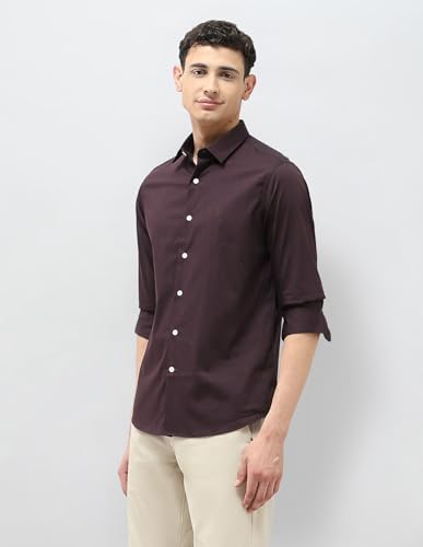 U.S.Polo ASSN. Men's Striped Tailored Fit Shirt (USSHT3110_Wine