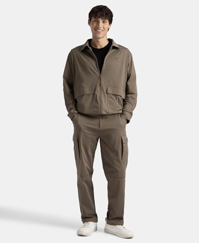 Jockey Groove MZ17 Men's Microfiber Fabric 4 Pocket Full Zip Closure Shacket_Green_S