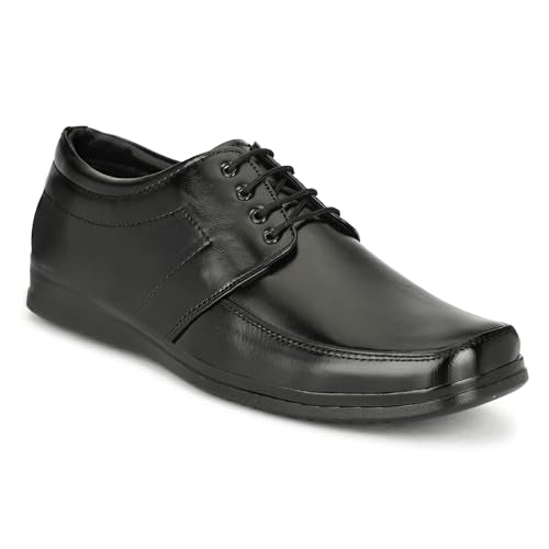 Leatherful Formal Lace-up Derby Shoes for Men | Full Grain Genuine Leather | PU Sole & Nappa Lining | Office | Party | Smart Casual (Black, UK Footwear Size System, Adult, Men, Numeric, Medium, 10)