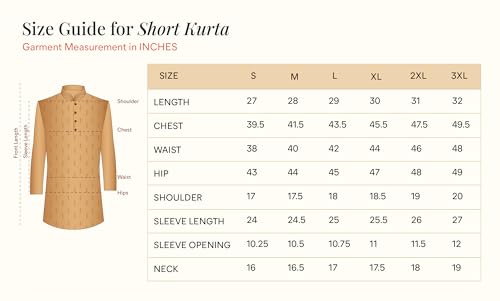 Manyavar Men's Cotton Blend Printed Short Kurta(Dark Grey,XXXL)