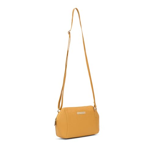 Caprese York Small Sling Bag for Women with Adjustable Strap & Zipper Closure for Comfortable Wear | Versatile Handbag for Everyday Use, Travel, and Special Occasions (Ochre)
