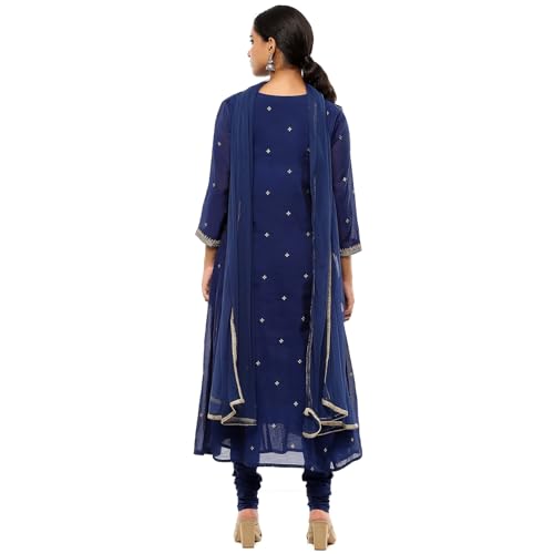 BIBA Women's Polyester Blend Kurta Sets (SKDRIVYT10114AW24NVY_Navy