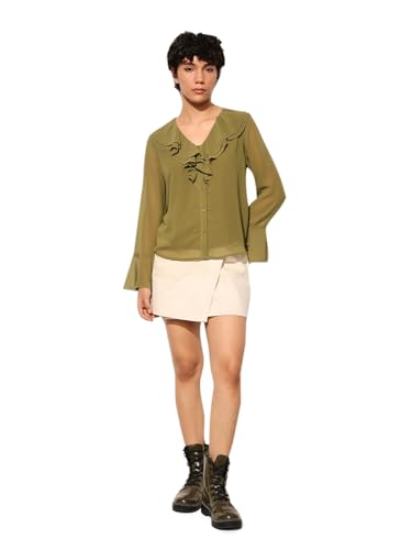 ONLY Women Regular Fit Olive Shirt