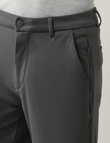 Arrow Sports Men's Slim Fit Solid Anti-Crush Dura Flex Trousers Dark Grey