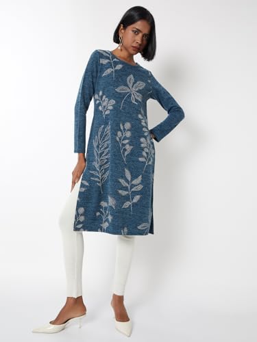 Max Women's Acrylic Regular Kurta (AKWKWI25SA_Blue