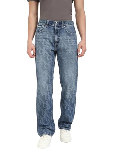 Medium-Wash Straight Fit Mid Rise Jeans