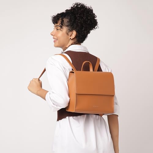 Fastrack Boxy College Backpack for Women |Stylish Backpack for Girls, Women, Ladies |Everyday 1 Compartment College Backpack Made of Faux Leather,Brown