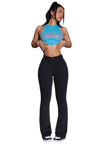 KOTTY Women's Solid Stretchable Delft Black Straight Jeans(Black,XXL)-KTTLADIESJEANS3014XXL