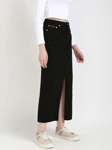 Slim Fit Solid Mid Rise Skirt