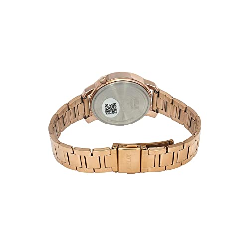 Helix by Timex Analog Watch for Women with Silver Round Dial & Rose Gold Stainless Steel Bracelet Band Water Resistant Women's Wrist Watches - TW032HL34