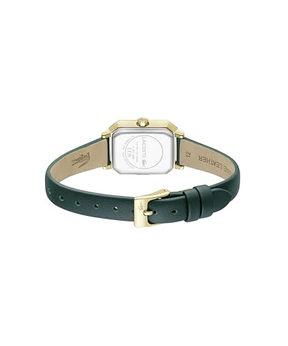 Lacoste Parisienne Qtz Basic Gold Rectangle Dial Women's Watch|Green Leather Material|Green Color Band - 2001442