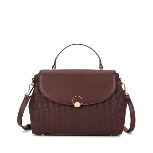 Fastrack Twine Charm Satchel | Faux-Leather Women’s Satchel | Dual Compartments with Centre Zip Pocket, External Quick-Access Zipper, Gold-Accent Flap & Adjustable Strap