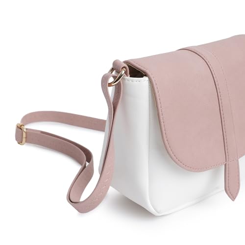 Fastrack Classic Sling Bag for Women | Stylish Crossbody Bag for Girls, Ladies, Women | Spacious, Two-Toned Bag Made of High Quality Faux Leather (Powder Pink)