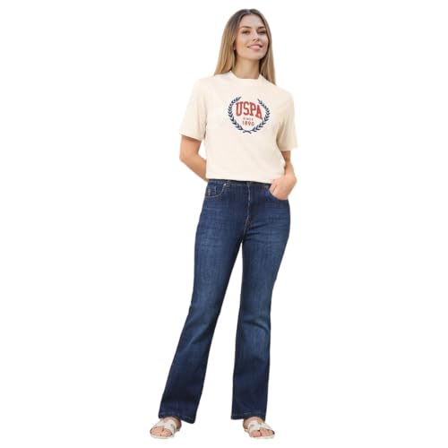 U.S. POLO ASSN. High Rise Bootcut Jeans (UWSS25JEN318_Blue_34)