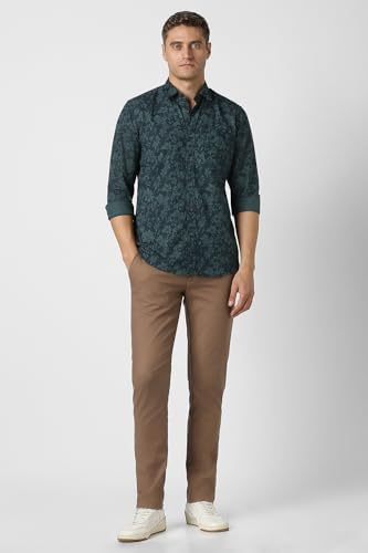 Men Navy Slim Fit Print Full Sleeves Casual Shirt