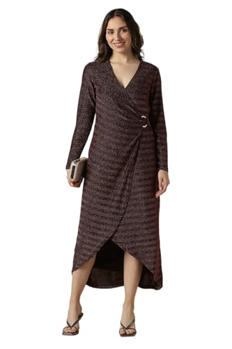 Women Maroon Textured Party Dress