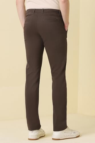 Men Brown Solid Casual Trousers