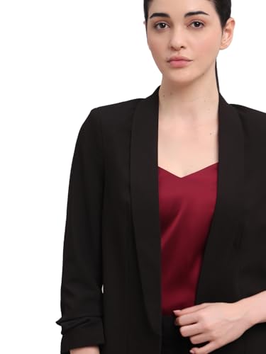 VERO MODA Womens Solid Single Breasted Blazer Jet Black