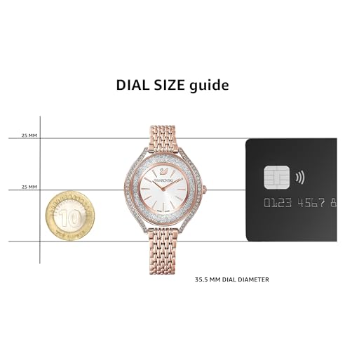 Swarovski Stainless Steel Women Crystalline Aura Analog Watch Rose Gold Tone Plated White One Size, Band_Brown