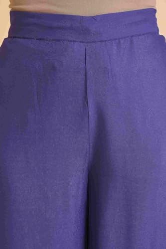 W for Woman Light Purple Floral Printed Lace Rayon Straight Kurta and Parallel Pant Set (ONWAS18662-120066-M)