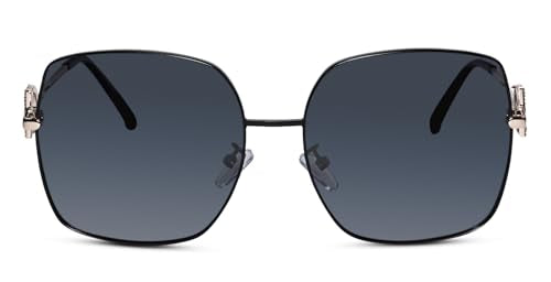 ELINE Square Sunglasses For Women | Polarized & 100% UV Protected Glasses | Scratch Resistant glasses | Branded Stylish designer | Black | 1535