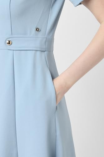 Van Heusen Women Blue Solid Knee Length Formal Dress