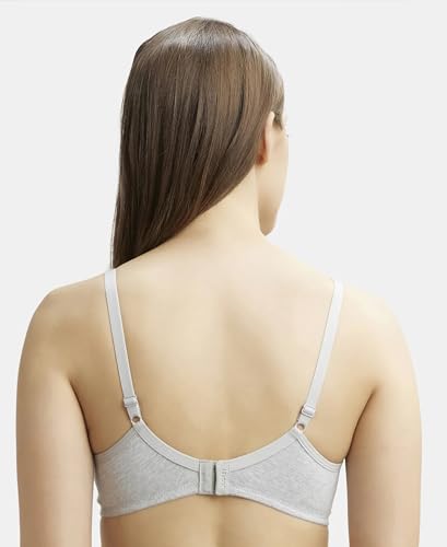Jockey 1722 Women's Wirefree Non Padded Super Combed Cotton Elastane Stretch Medium Coverage Everyday Bra with Concealed Shaper Panel_Steel Grey Melange_34D