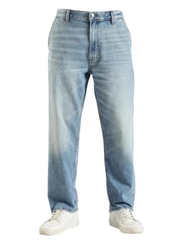 Medium-Wash Straight Fit Mid Rise Jeans