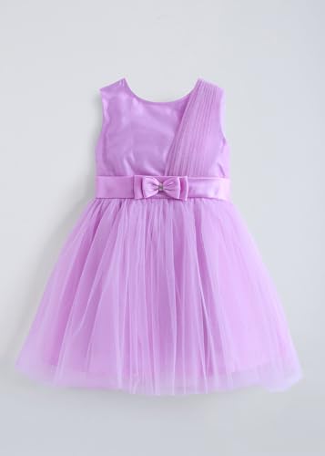 Hopscotch Baby Girls Bow Applique Ruffle Dress in Pink Color for Ages (12-24 Months)
